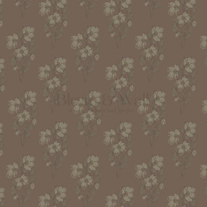 Mabel Field of Blooms Warm Mud Olive Wallpaper