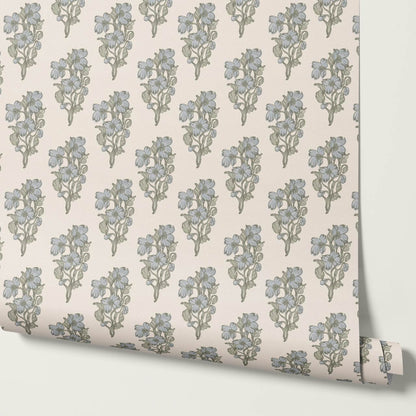 Mabel Field of Blooms Cream Pale Sky Wallpaper