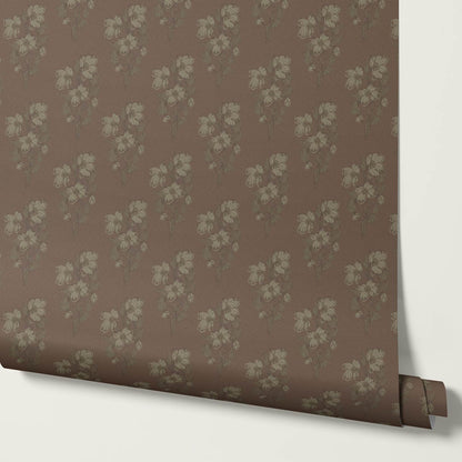 Mabel Field of Blooms Warm Mud Olive Wallpaper