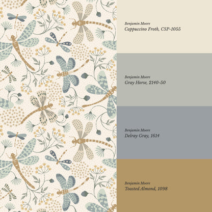 Madeline Dragonflies and Flowers Mauve Wallpaper