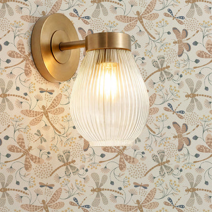 Madeline Dragonflies and Flowers Neutral Wallpaper