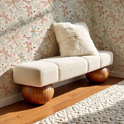 Madeline Dragonflies and Flowers Mauve Wallpaper