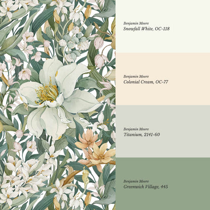 Madelle Blossom Botanica White Wallpaper