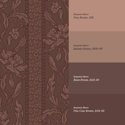 Micaela Art Nouveau Trailing Floral Mahogany Wallpaper