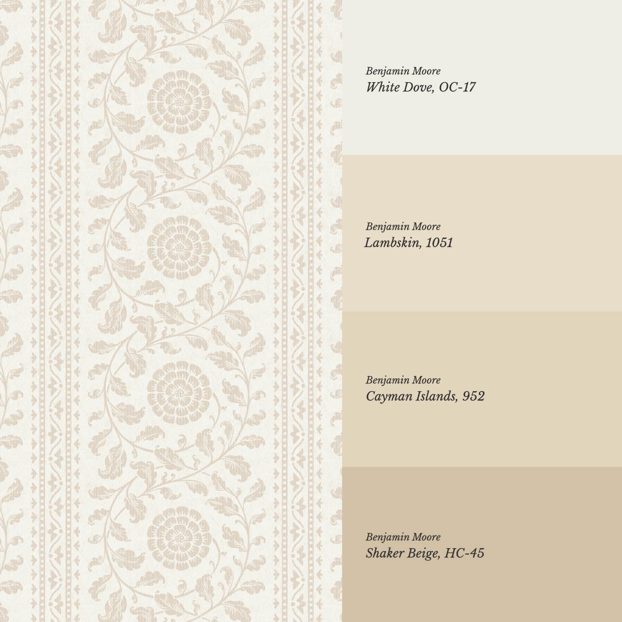 Madelyn Scrolling Floral Stripes Ivory Wallpaper