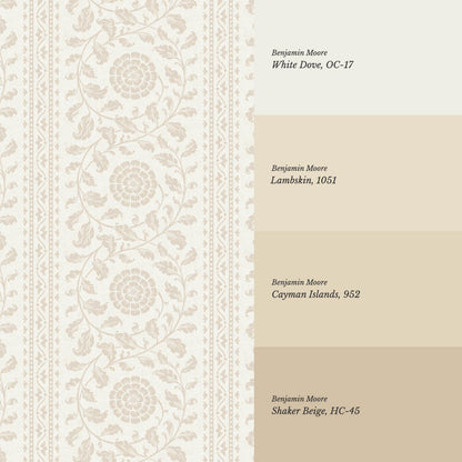 Madelyn Scrolling Floral Stripes Ivory Wallpaper