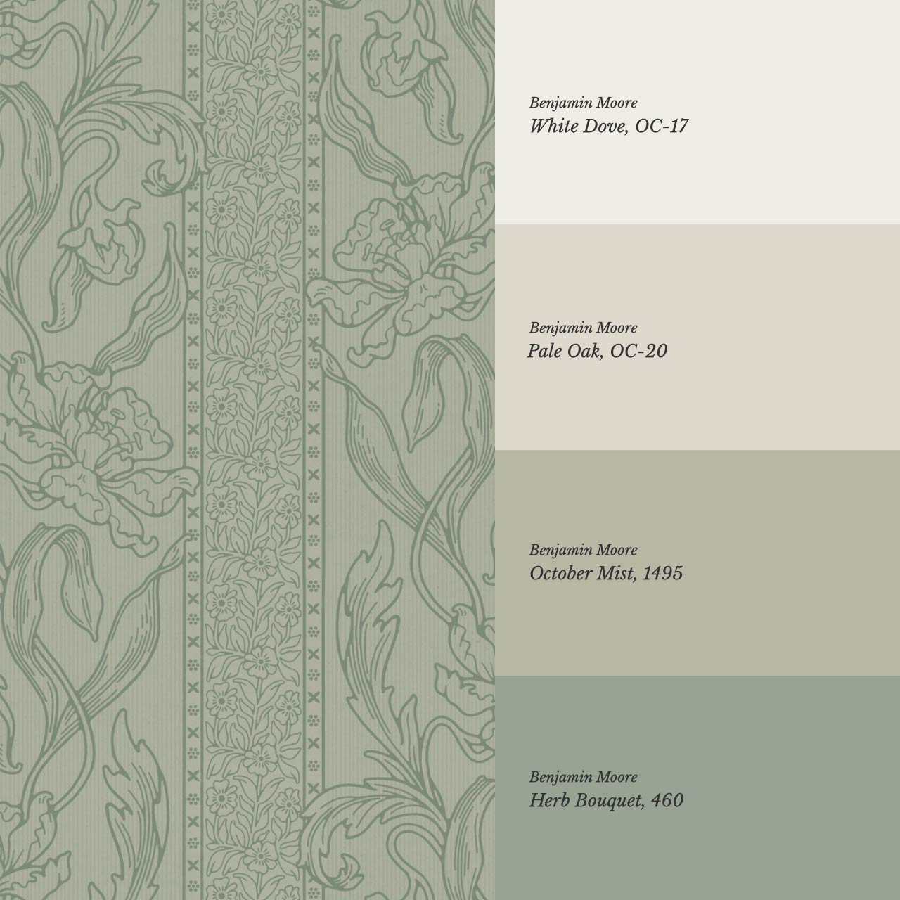 Micaela Art Nouveau Trailing Floral Sage Wallpaper