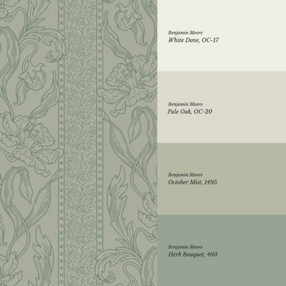 Micaela Art Nouveau Trailing Floral Sage Wallpaper