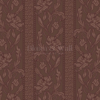 Micaela Art Nouveau Trailing Floral Mahogany Wallpaper