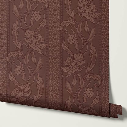 Micaela Art Nouveau Trailing Floral Mahogany Wallpaper