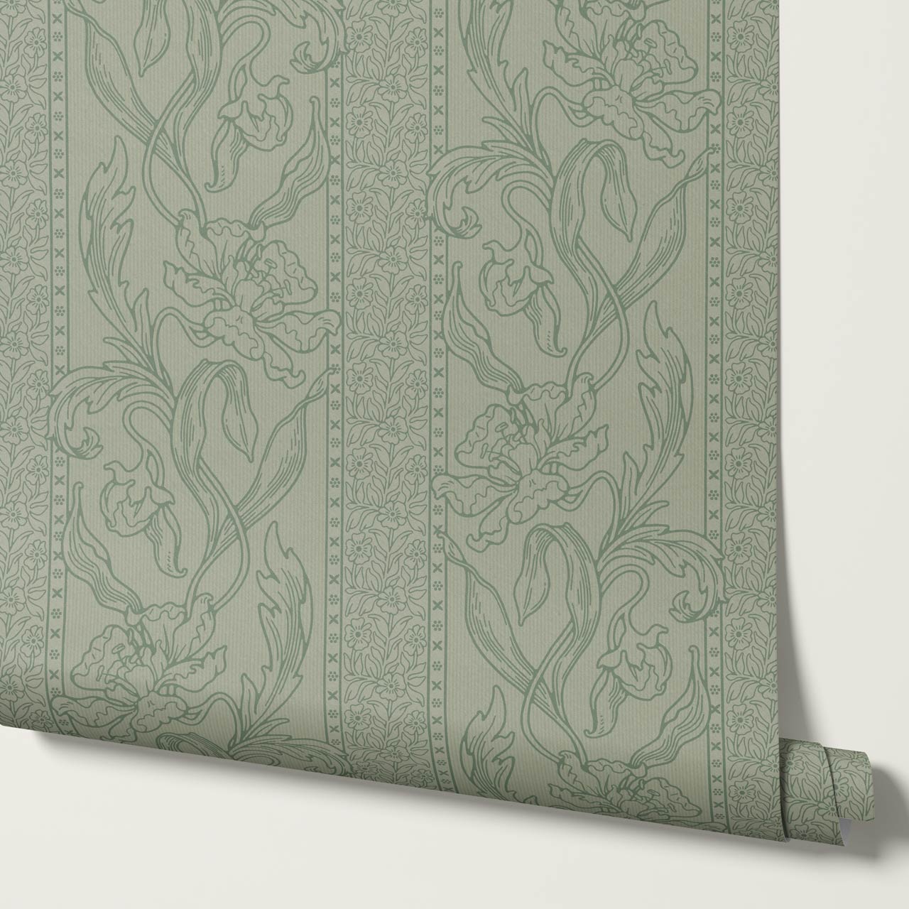 Micaela Art Nouveau Trailing Floral Sage Wallpaper