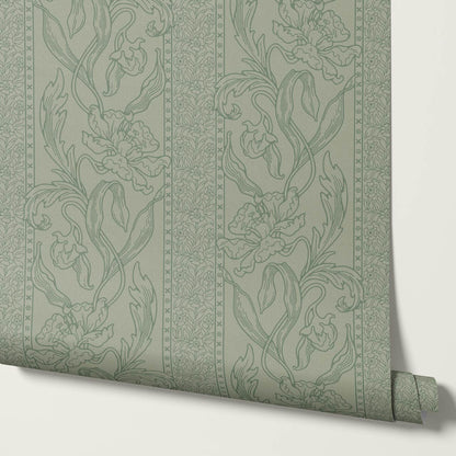 Micaela Art Nouveau Trailing Floral Sage Wallpaper