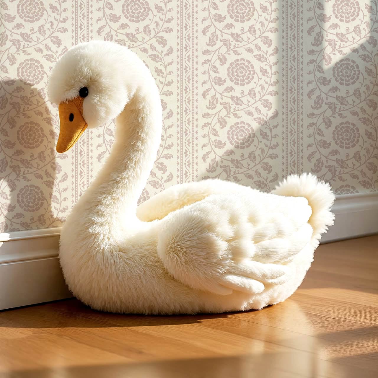 Madelyn Scrolling Floral Stripes Rose Dust Wallpaper