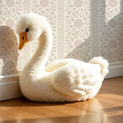 Madelyn Scrolling Floral Stripes Rose Dust Wallpaper