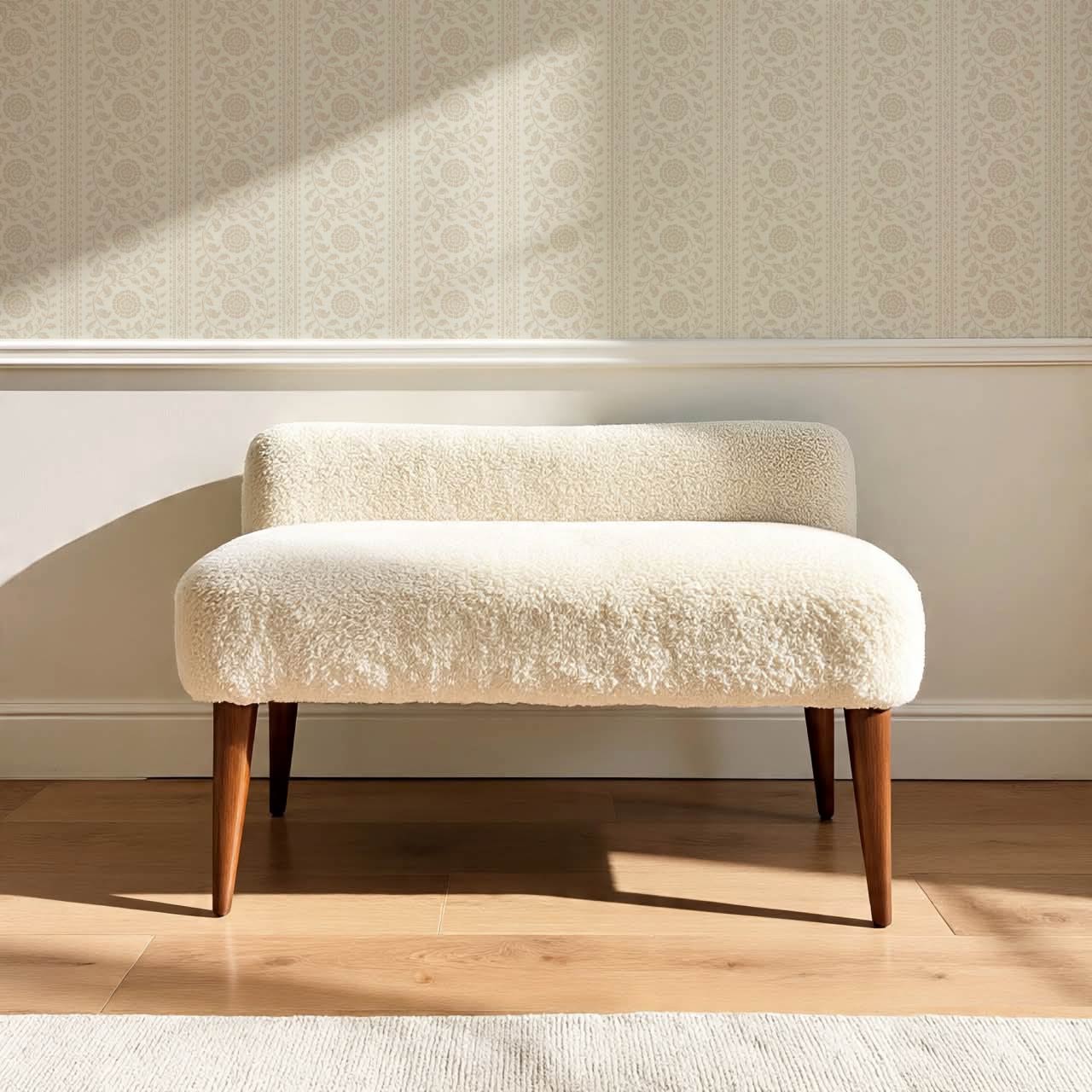 Madelyn Scrolling Floral Stripes Ivory Wallpaper