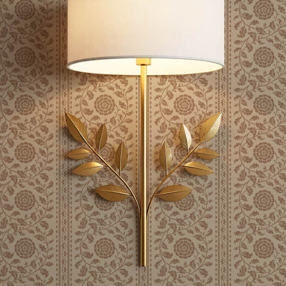 Madelyn Scrolling Floral Stripes Mocha Wallpaper