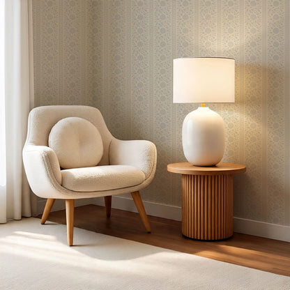 Madelyn Scrolling Floral Stripes French Blue Wallpaper