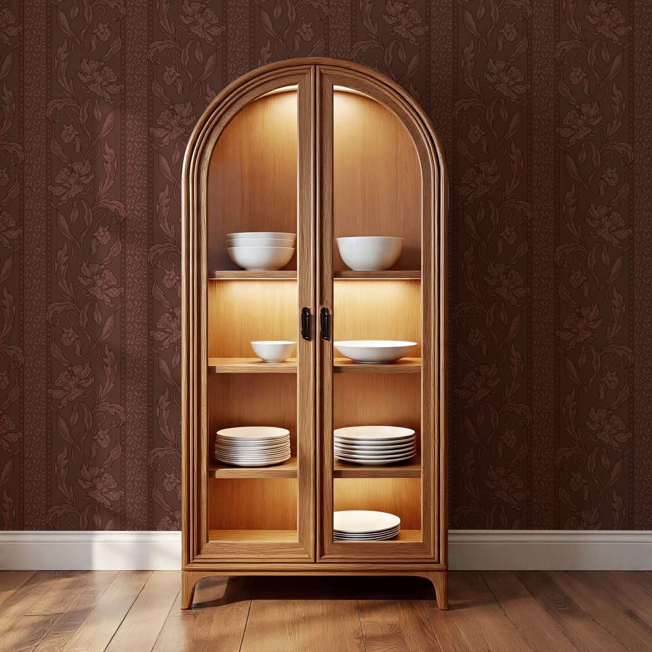 Micaela Art Nouveau Trailing Floral Mahogany Wallpaper