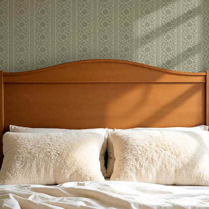 Madelyn Scrolling Floral Stripes Olive Wallpaper