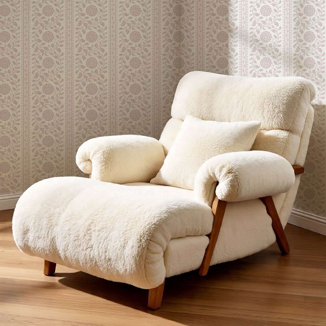 Madelyn Scrolling Floral Stripes Rose Dust Wallpaper