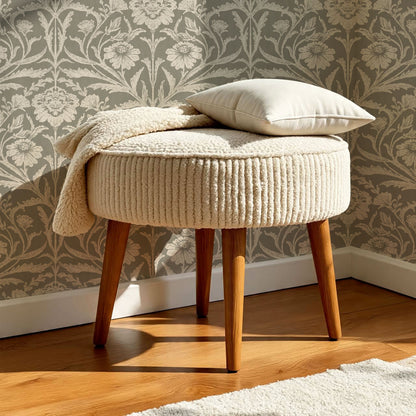 Madison Block Print Floral Damask Beige Wallpaper