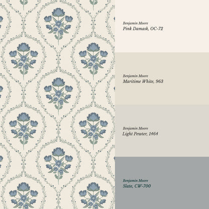 Maeve Country Florals French Blue Wallpaper