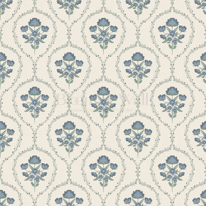 Maeve Country Florals French Blue Wallpaper