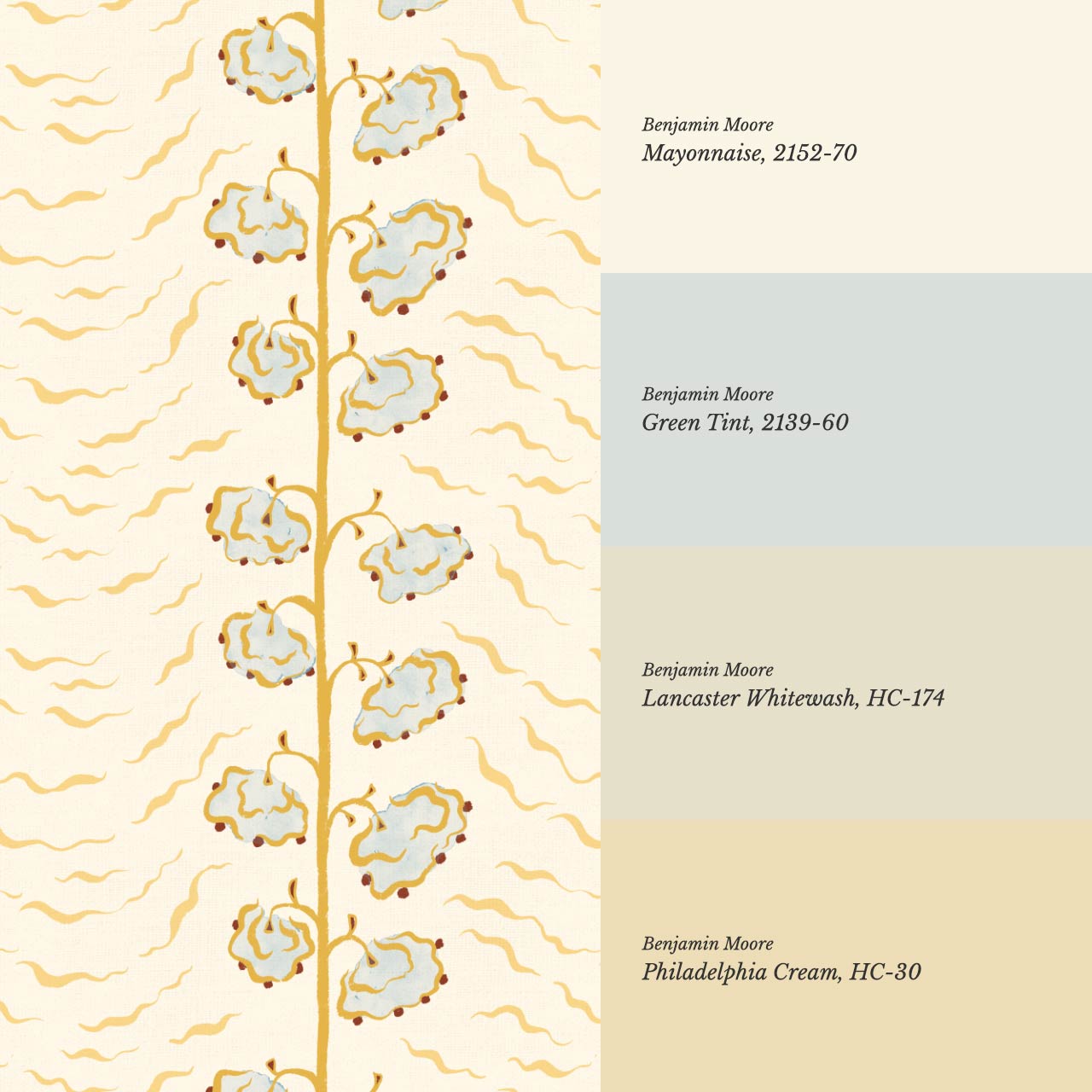 Magdalena Cloud Flowers Butter Honey Wallpaper