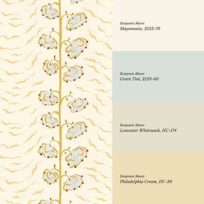 Magdalena Cloud Flowers Butter Honey Wallpaper