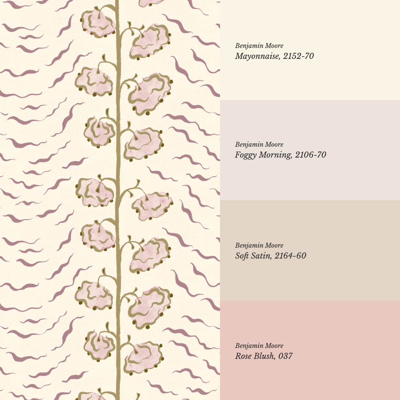 Magdalena Cloud Flowers Mauve Cream Wallpaper
