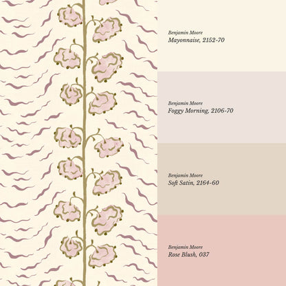 Magdalena Cloud Flowers Mauve Cream Wallpaper