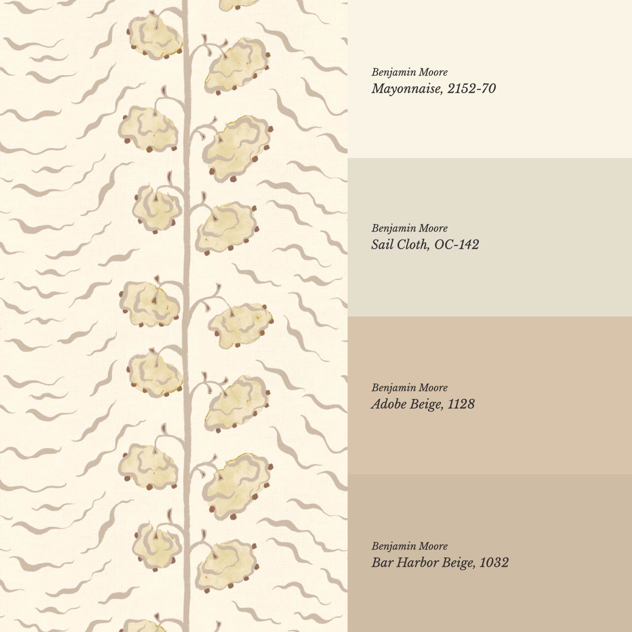 Magdalena Cloud Flowers Neutral Beige Wallpaper