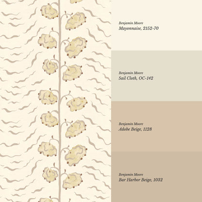 Magdalena Cloud Flowers Neutral Beige Wallpaper