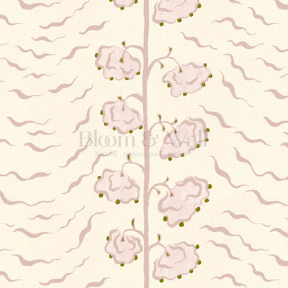 Magdalena Cloud Flowers Blush Cream Wallpaper