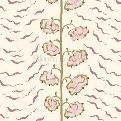 Magdalena Cloud Flowers Mauve Cream Wallpaper