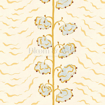 Magdalena Cloud Flowers Butter Honey Wallpaper