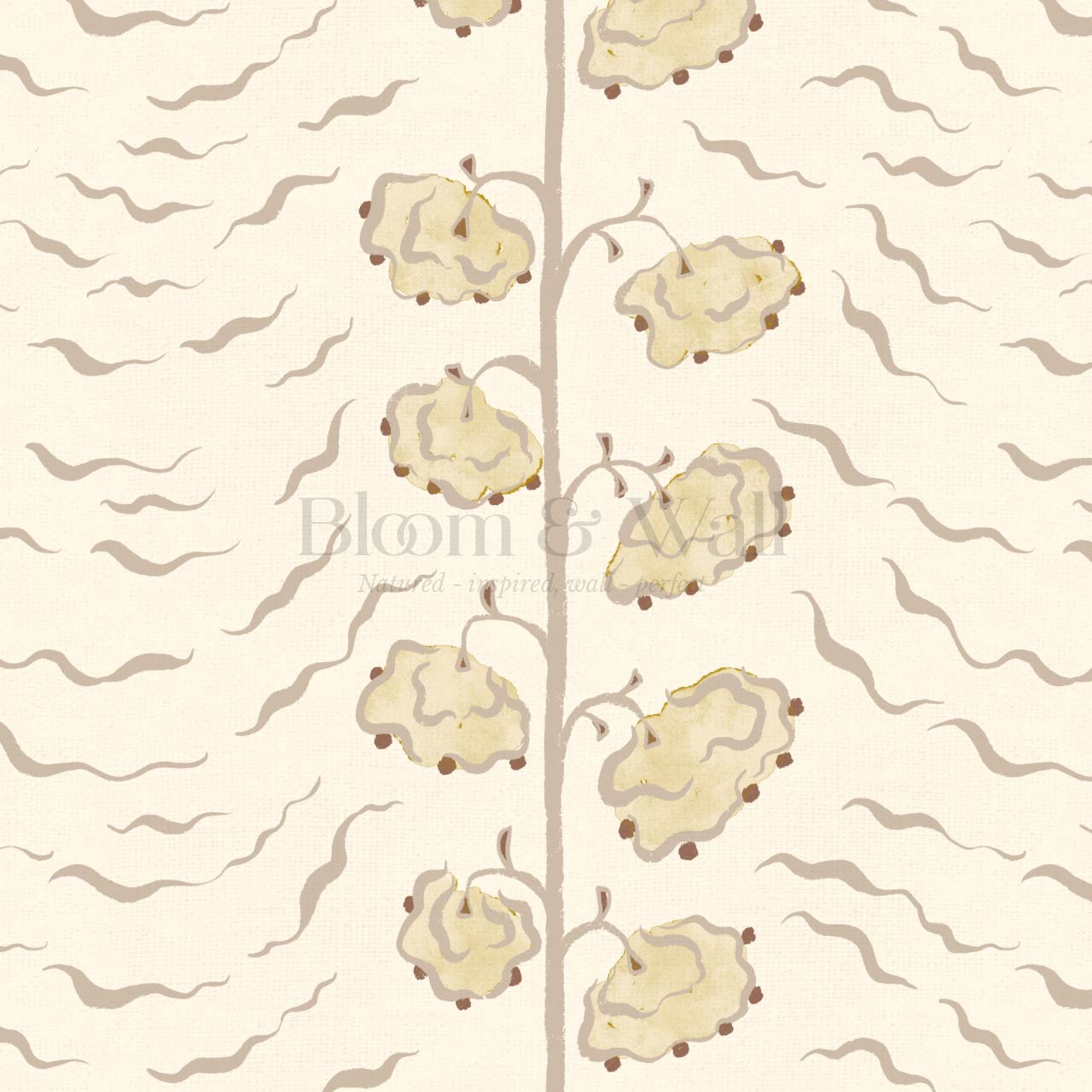 Magdalena Cloud Flowers Neutral Beige Wallpaper