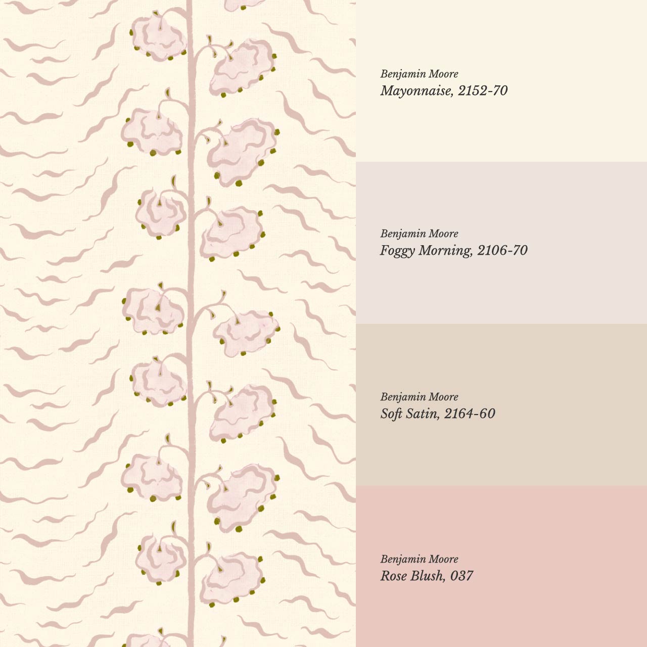 Magdalena Cloud Flowers Blush Cream Wallpaper