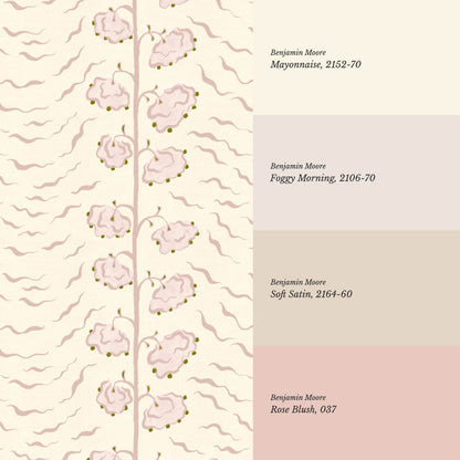 Magdalena Cloud Flowers Blush Cream Wallpaper