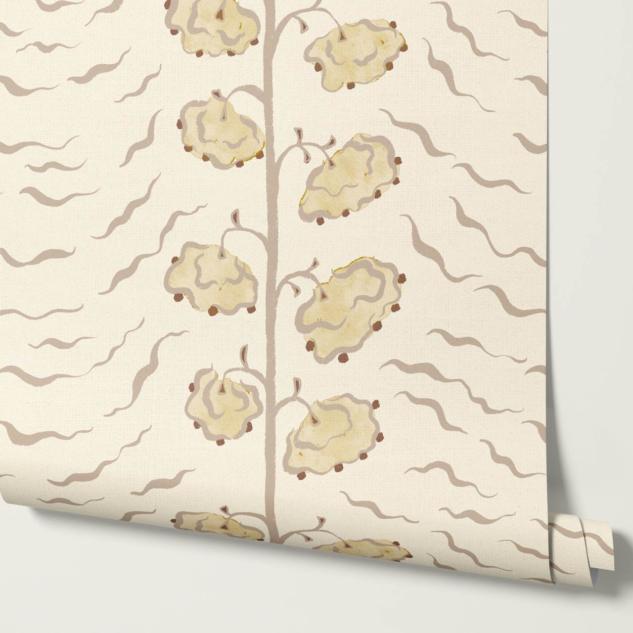 Magdalena Cloud Flowers Neutral Beige Wallpaper