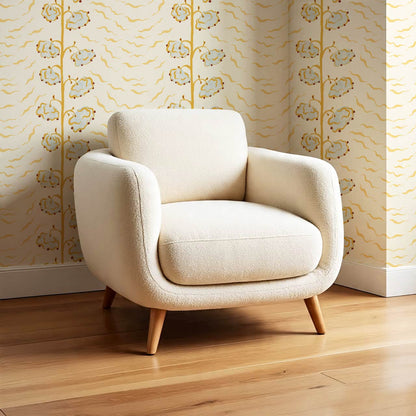 Magdalena Cloud Flowers Butter Honey Wallpaper
