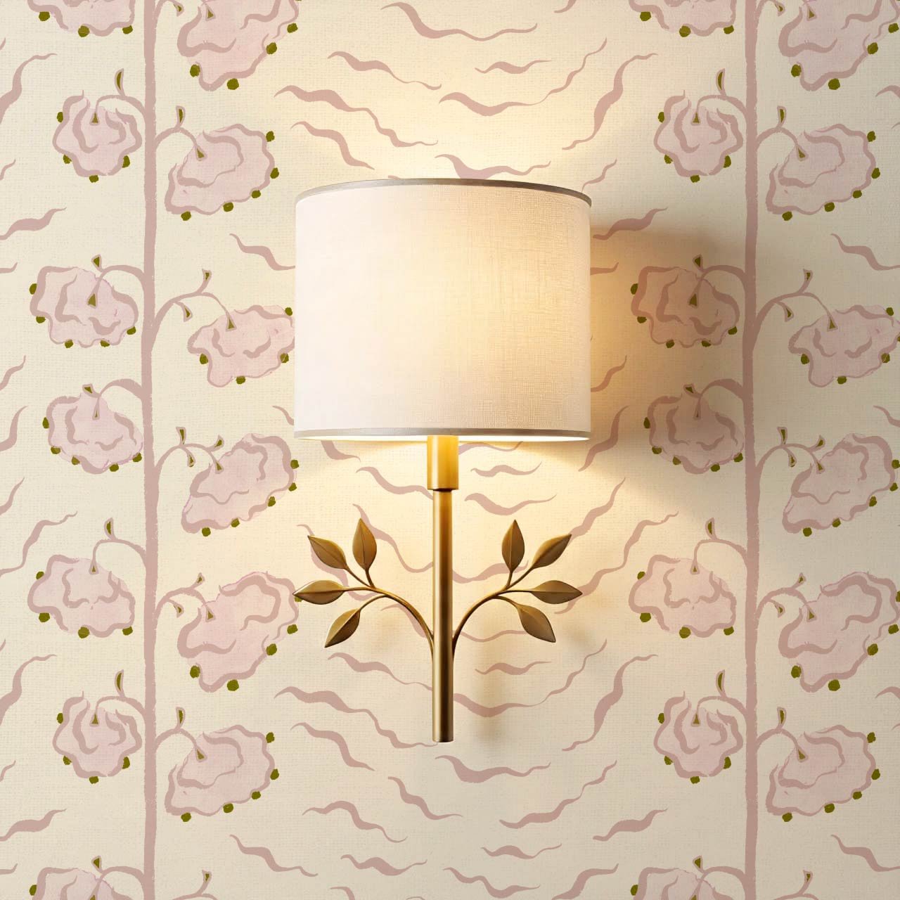 Magdalena Cloud Flowers Blush Cream Wallpaper