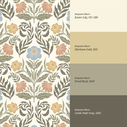 Maggie Daisy Days Garden Green Wallpaper