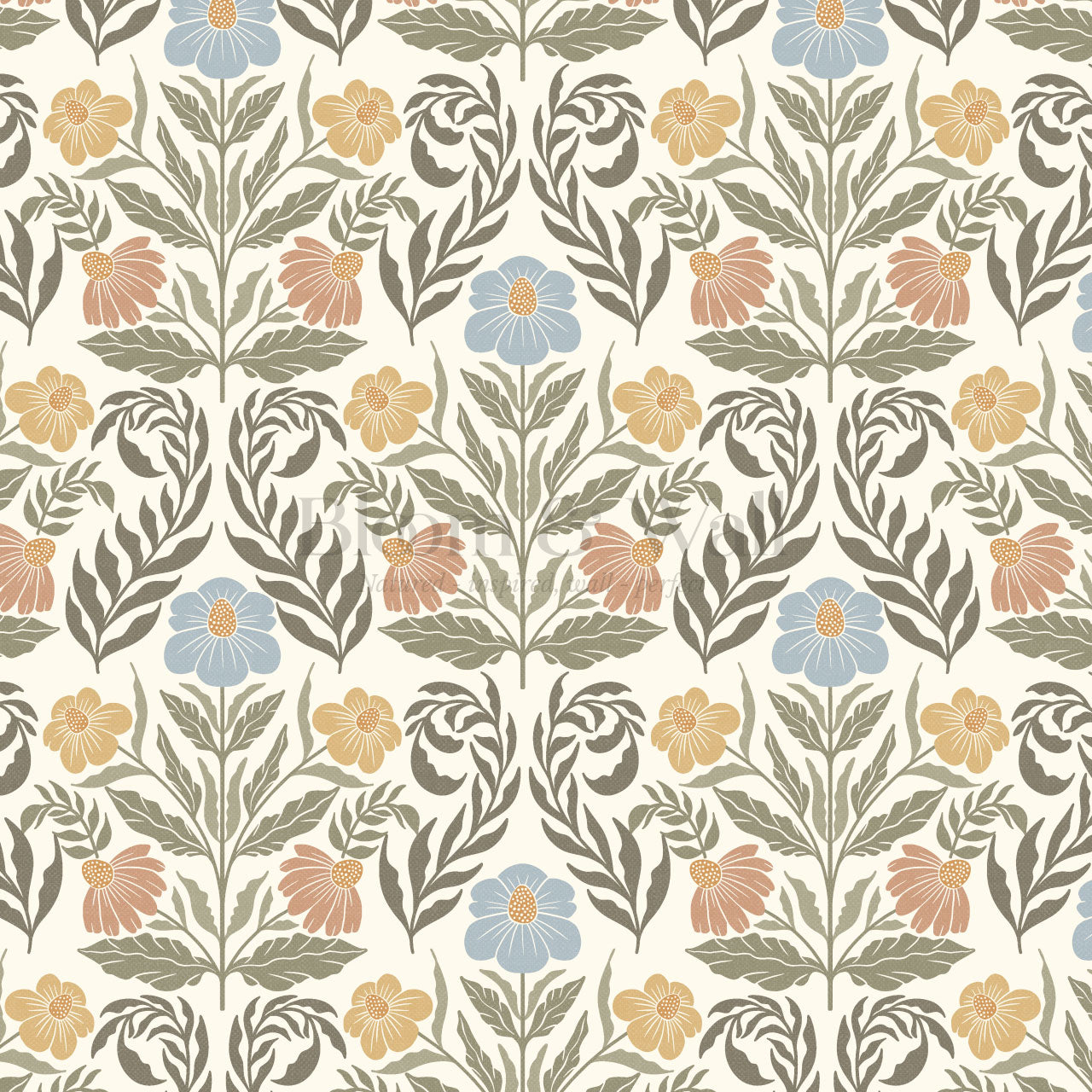 Maggie Daisy Days Garden Green Wallpaper
