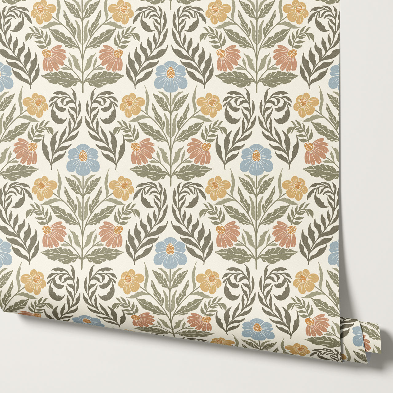 Maggie Daisy Days Garden Green Wallpaper