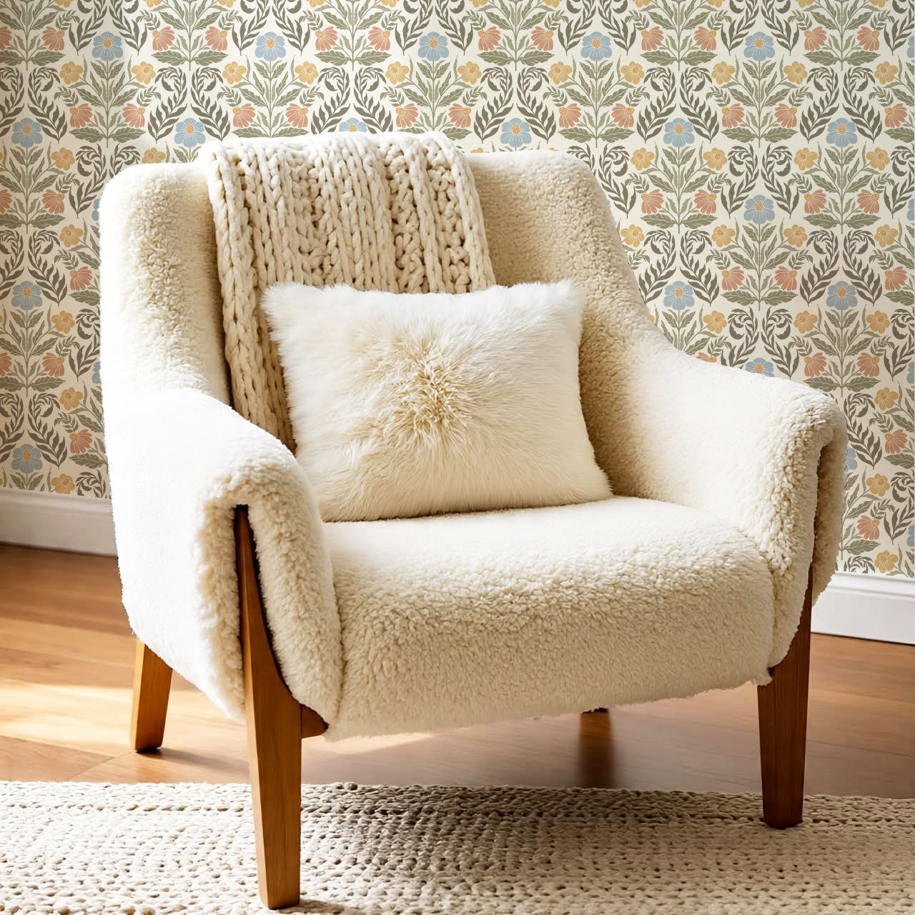 Maggie Daisy Days Garden Green Wallpaper
