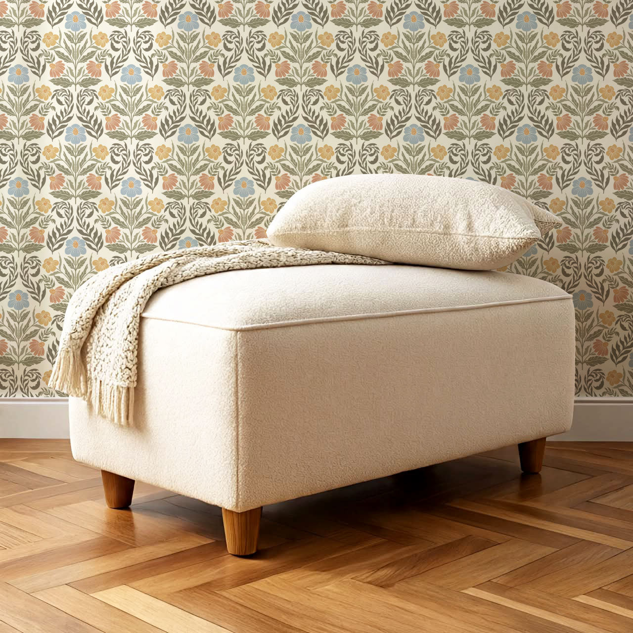 Maggie Daisy Days Garden Green Wallpaper