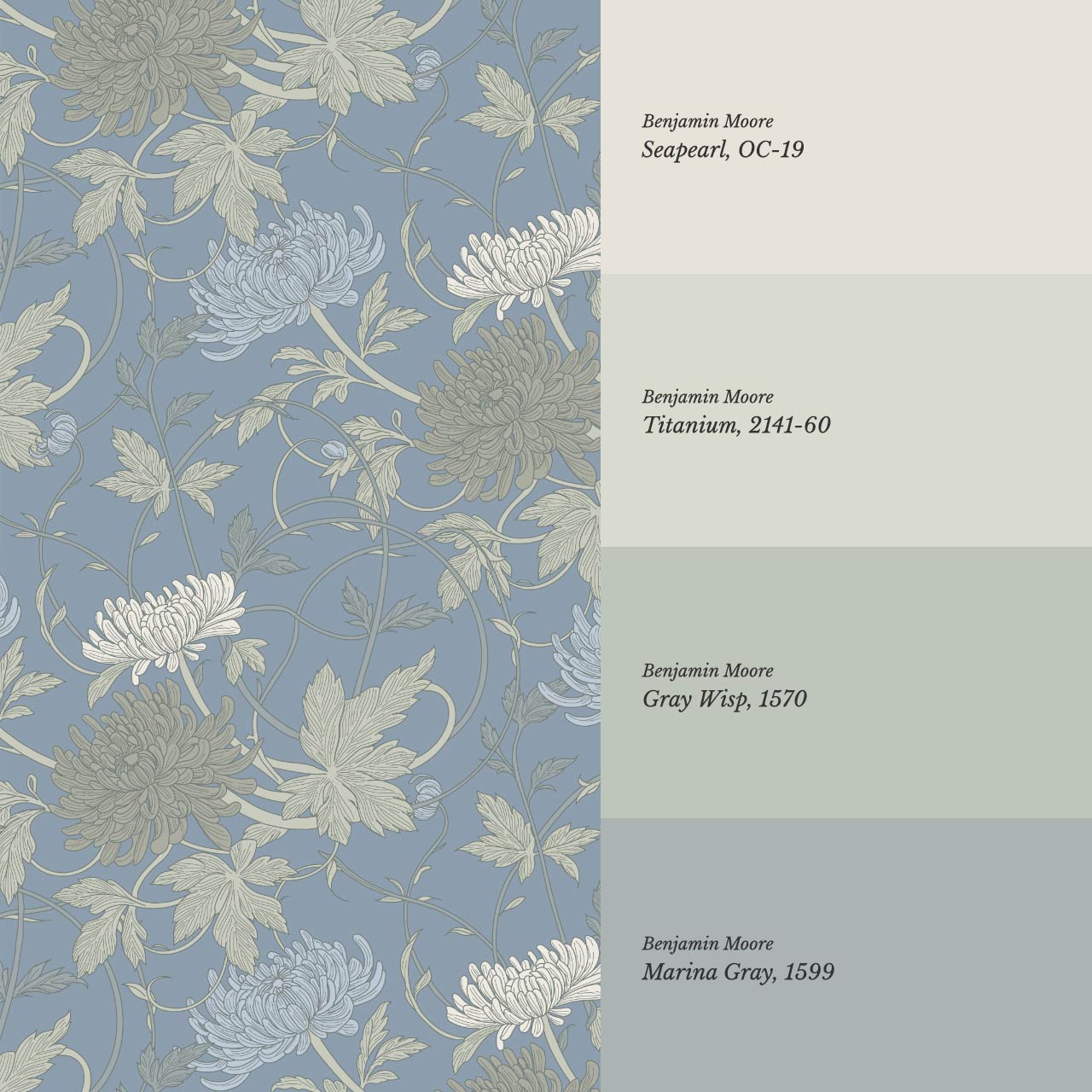 Maile Spider Chrysanthemum Blue Sage Wallpaper