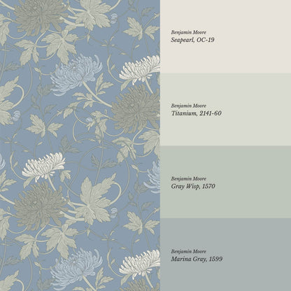 Maile Spider Chrysanthemum Blue Sage Wallpaper