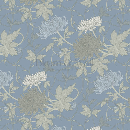 Maile Spider Chrysanthemum Blue Sage Wallpaper
